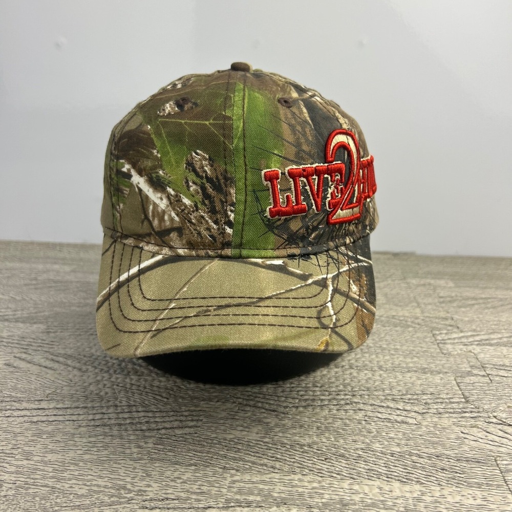 Vintage Live 2 Hunt Camo Real Tree Hat Cap Strap Back Adjustable Green YOUTH